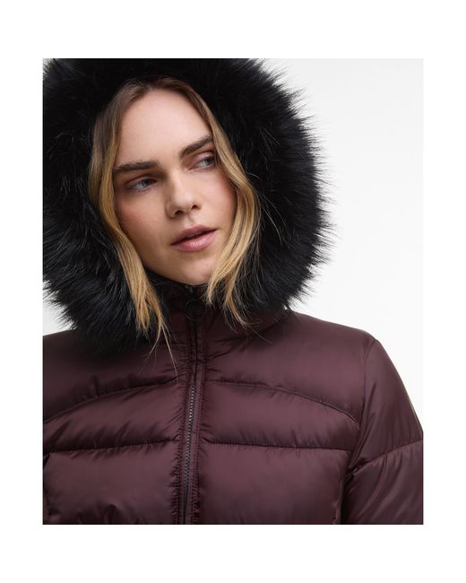 Barbour Purple Cher Detachable Hood Long Sleeve Medium Puffer Jacket