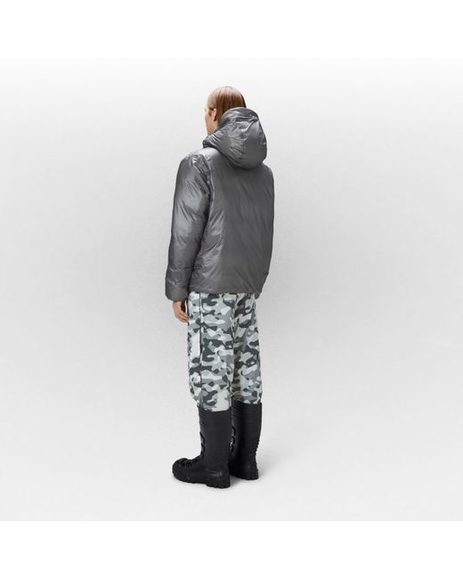 Rains Gray Weather-Resistant Short Puffer Jacket for men