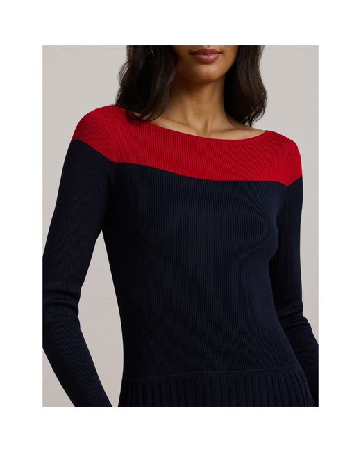 Ralph Lauren Blue Pointelle Knit Dress