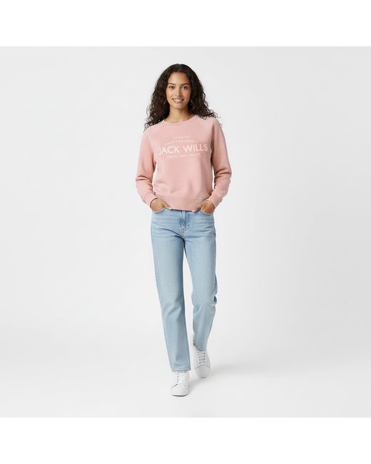 Jack Wills Pink Hunston Graphic Crew Neck Sweatshirt