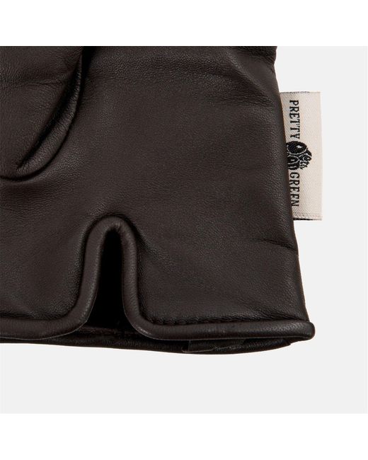 Pretty Green Black Leather Glove for men