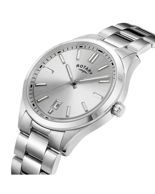 Rotary Metallic Heritage Dial Ss Bracelet Watc for men
