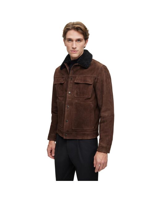 Boss Brown Mahdi Shearling Jacket for men