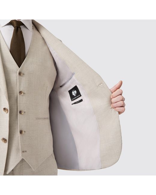 Twisted Tailor Natural Beckford Check Slim Fit Suit Jacket for men