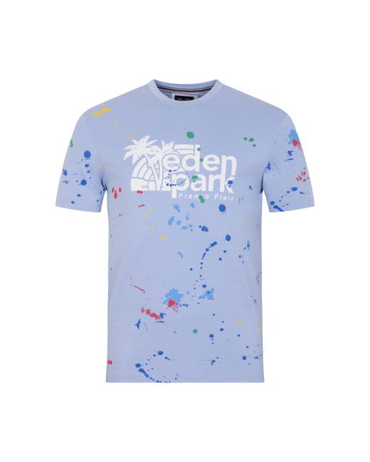 Eden Park Blue Shortsleeved Tshirt Paint Splash for men