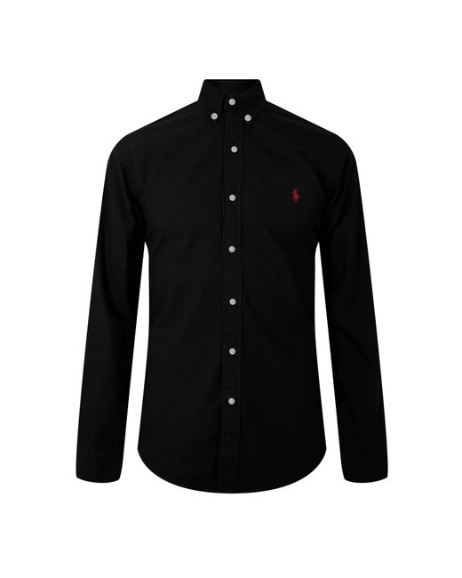 Polo Ralph Lauren Black Slim Fit Poplin Long-Sleeve Shirt for men