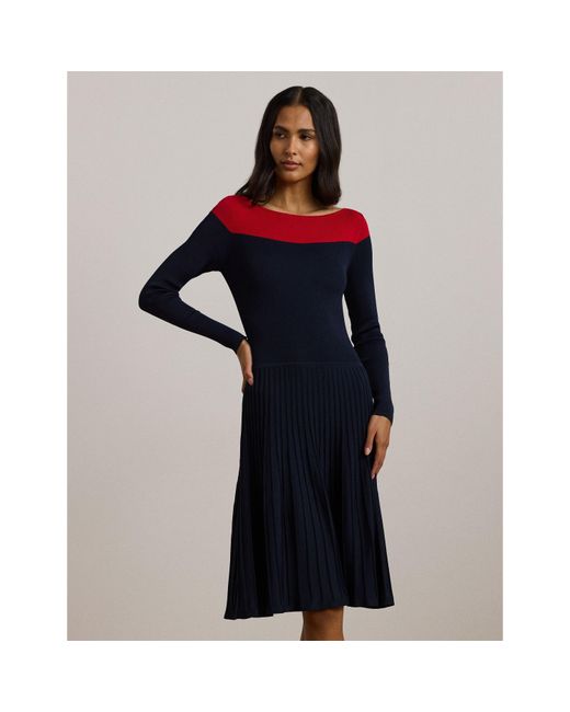 Ralph Lauren Blue Pointelle Knit Dress