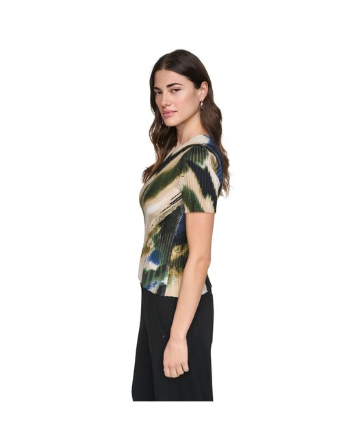 DKNY Green Printed Mix Rib Ld64