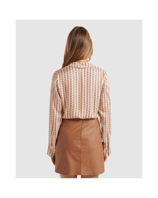 Forever New Multicolor Lila Longline Printed Satin Shirt