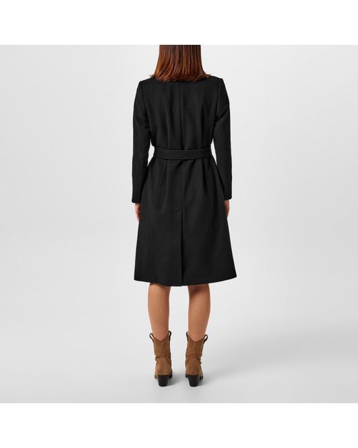 Barbour Black Clodagh Wool Mid-Length Trench Overcoat