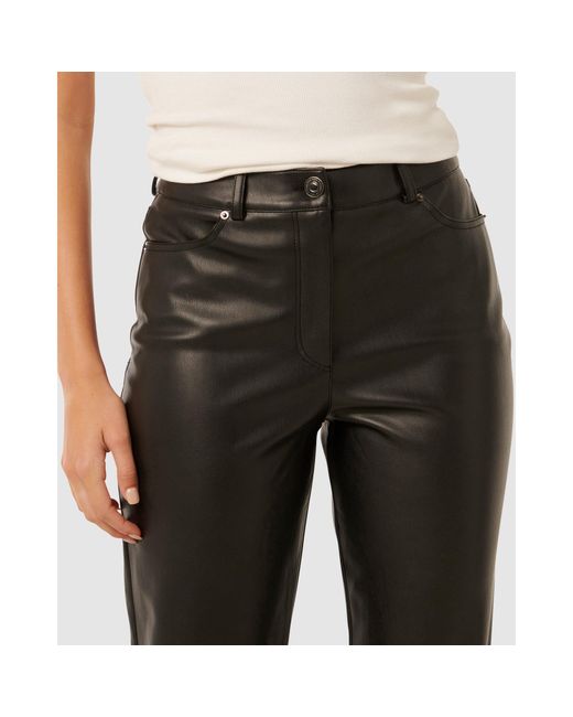Forever New Black Una Vegan Leather Straight Leg Pants