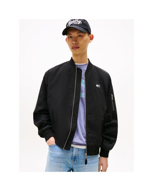 Tommy Hilfiger Black Tj Ribbed Zip-Through Bomber Jacket for men