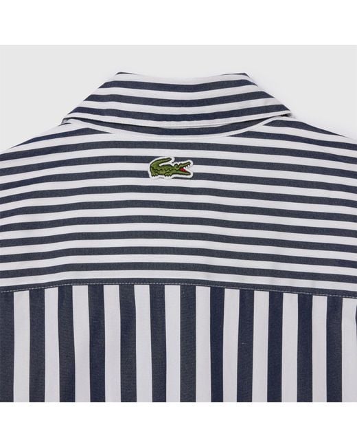 Lacoste Blue X Bandier Striped Cotton Poplin Shirt