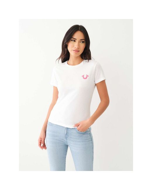 True Religion White Horseshoes Regular Fit T-Shirt