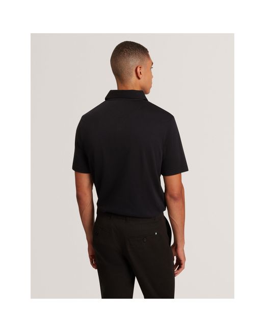 Ted Baker Black Mercerised Short Sleeve Polo Shirt for men