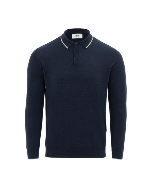 Firetrap Blue Long Sleeve Polo Jumper for men