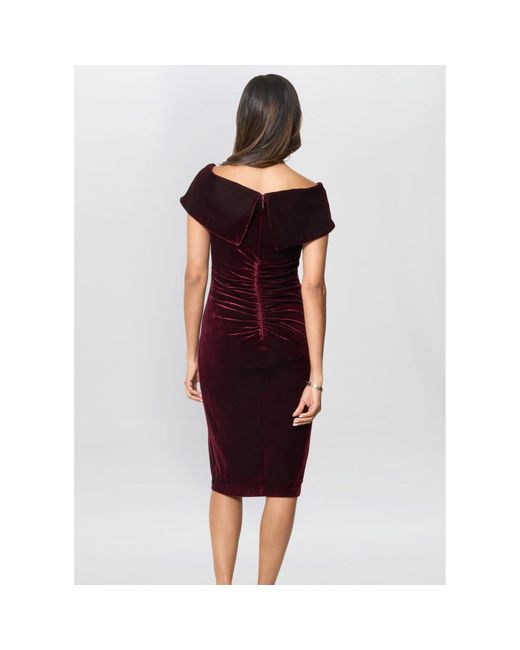 Gina Bacconi Red Selene Off The Shoulder Velvet Dress