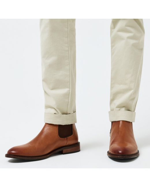 Dune Brown Leather Ankle Chelsea Boots for men