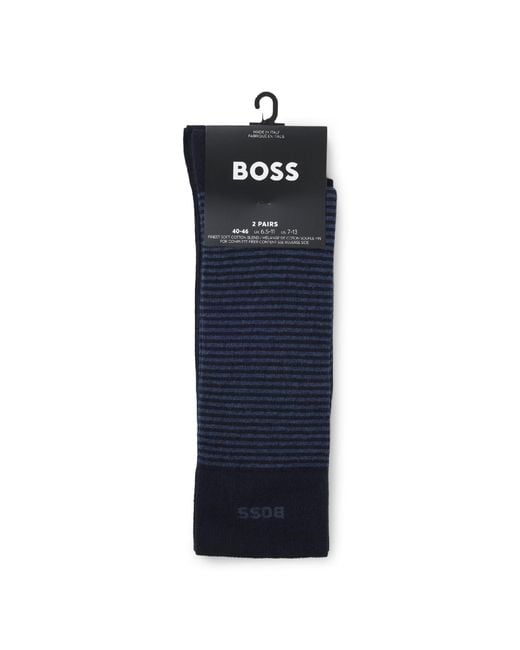 Boss Blue 2 Pack Of Stripe Socks for men