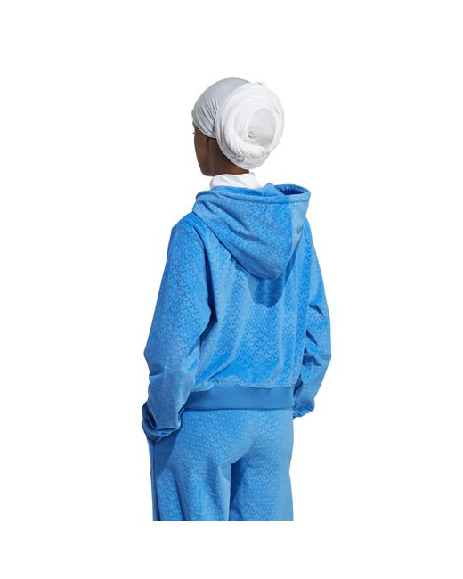 Adidas Originals Blue Adidas Adicolour 70S Velour Zip Hoodie