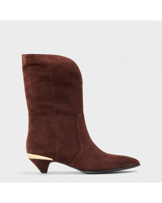 Love Moschino Brown Golden Metallic Ankle Heeled Boots