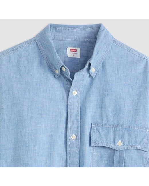 Levi's Blue Cropped Long Sleeve Denim Shirt for men