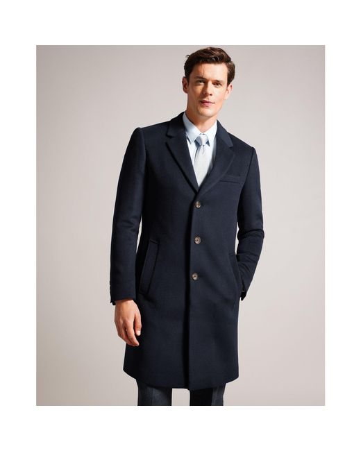 Ted Baker Blue City Overcoat for men