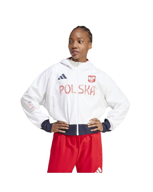 Adidas White Poland Performance Tracksuit Top