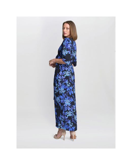 Gina Bacconi Blue Emilyn Floral Print A-Line Dress