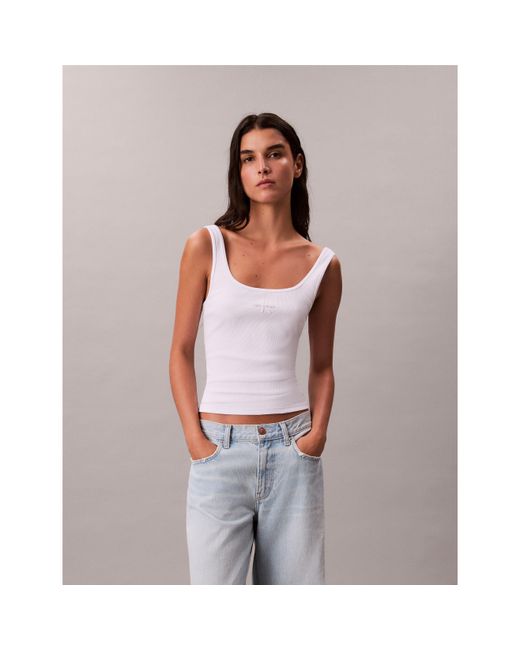 Calvin Klein White Ckj Mono Scoop Vest