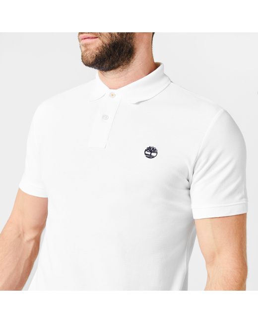 Timberland White Miller Short Sleeve Polo Shirt for men
