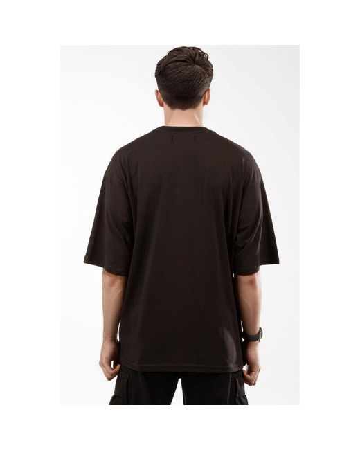 Hype Black Oversized Regular Fit T-Shirt for men