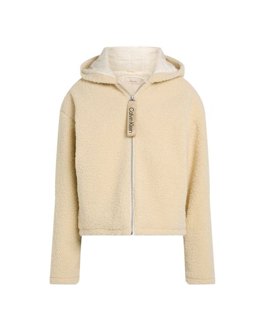 Calvin Klein Natural Sherpa Recycled Polyester Relaxed Fit Shearling Jacket