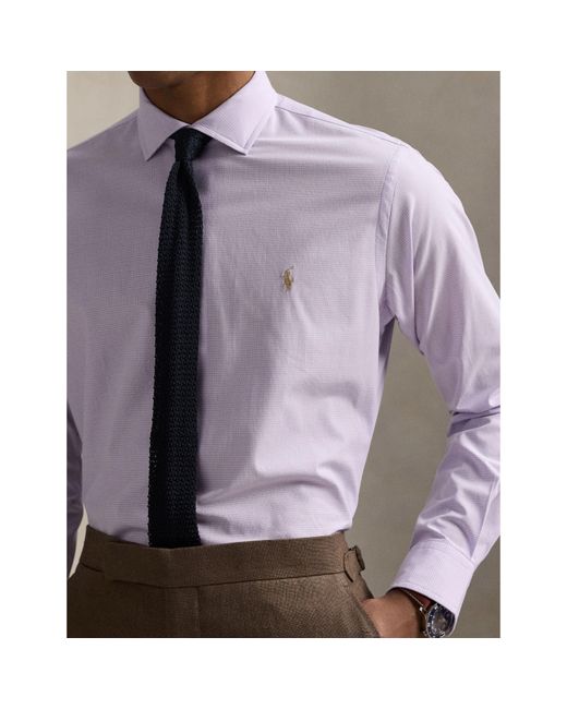 Polo Ralph Lauren Purple Poplin Check Long-Sleeve Patterned Shirt for men