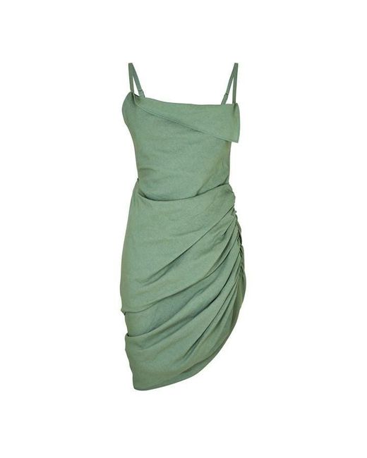 Jacquemus Green La Robe Saudade Asymmetric Mini Dress