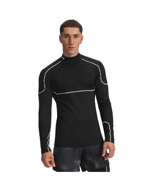 Under Armour Black Cold Weather Grid Long Sleeve Mock Baselayer Top for men