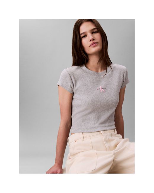 Calvin Klein Gray Ckj Mono Baby T Crop Top