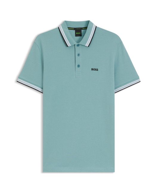 Boss Blue Paddy Polo Shirt With Contrast Tipping for men