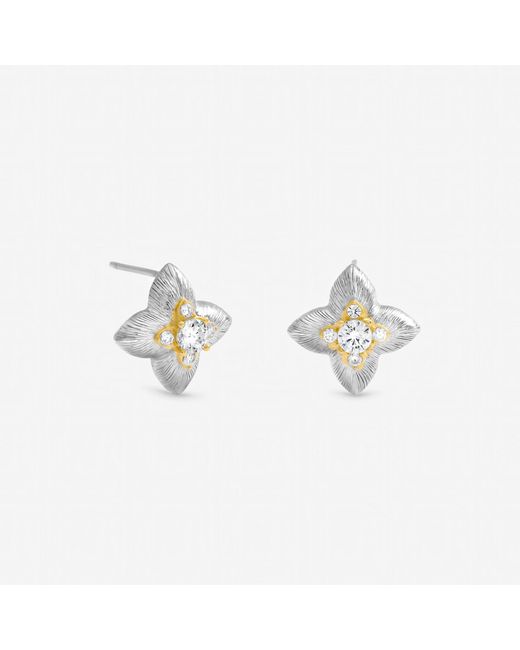 Jon Richard Metallic Two Tone Cubic Zirconia Clover Studs