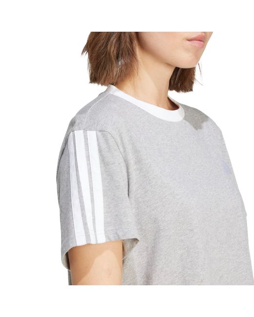 Adidas Gray Essentials 3 Stripe T-Shirt