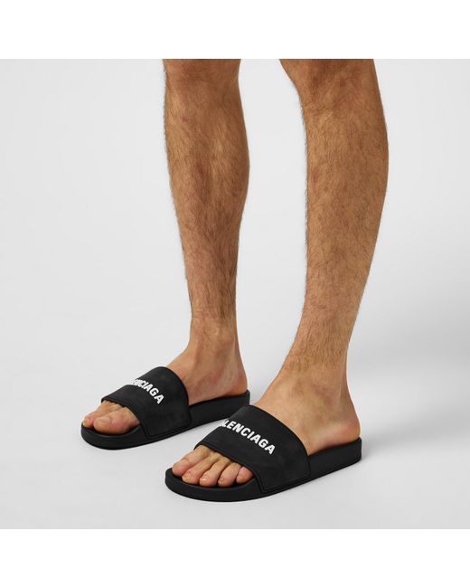 Balenciaga Black Logo Sliders for men
