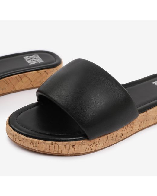 Where's That From Brown Pu Julia Flatform Sliders Sandal Ladies