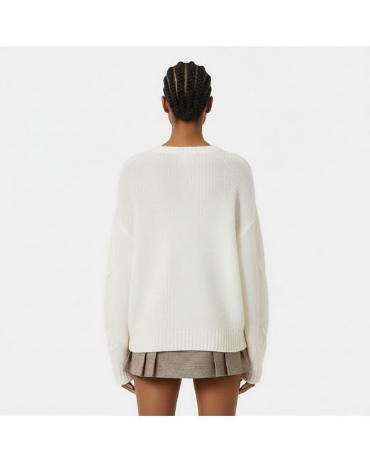 Jack Wills White Loose Knit Crew Neck Jumper