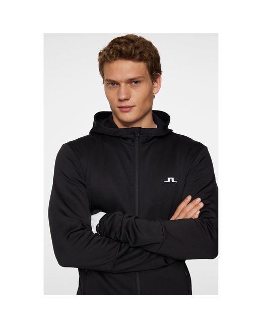 J.Lindeberg Black Full Zip Hoodie for men