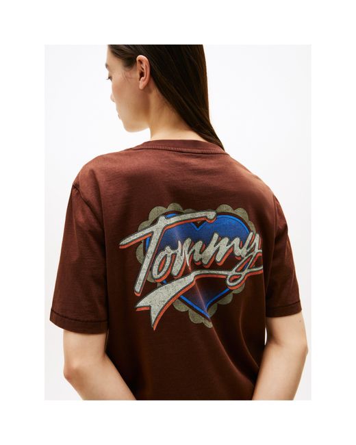 Tommy Hilfiger Brown Wash Heart Heart Graphic T-Shirt