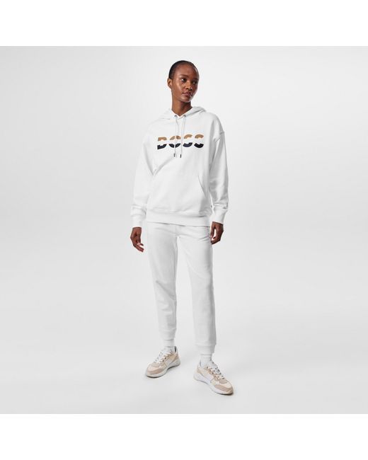 Boss White Ejoy Jog Soft Cotton Blend Bottoms