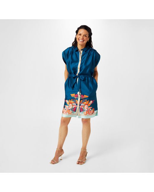 Biba Blue Border Print Tunic Dress