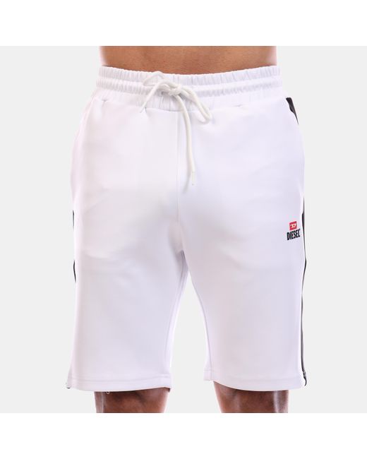 DIESEL White Fleece Jogger Shorts for men