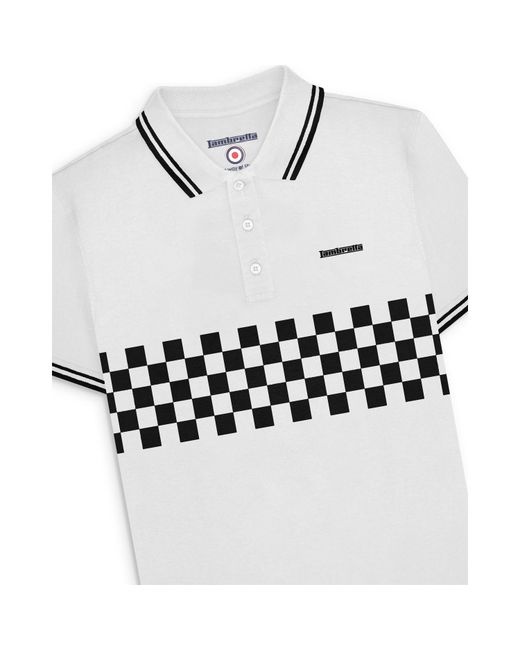 Lambretta White Tone Short Sleeve Polo Shirt for men