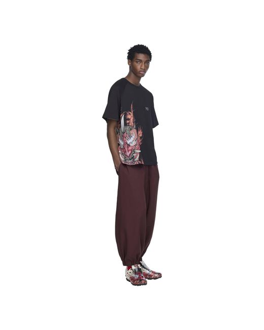 Y-3 Black Yaksha Graphic Short Sleeve Tee for men